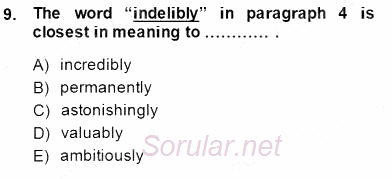 İleri Okuma Ve Yazma Becerileri 2 2014 - 2015 Dönem Sonu Sınavı 9.Soru