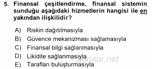 Bankalarda Kredi Yönetimi 2016 - 2017 Ara Sınavı 5.Soru