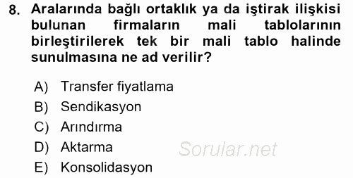 Bankalarda Kredi Yönetimi 2016 - 2017 Ara Sınavı 8.Soru