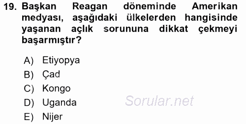 Amerikan Dış Politikası 2016 - 2017 Ara Sınavı 19.Soru