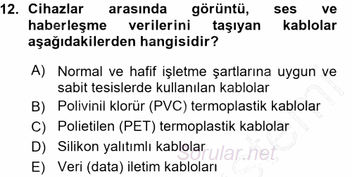 Radyo ve Televizyonda Ölçü Bakım 2015 - 2016 Ara Sınavı 12.Soru