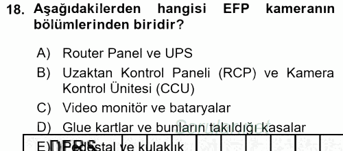 Radyo ve Televizyonda Ölçü Bakım 2015 - 2016 Ara Sınavı 18.Soru