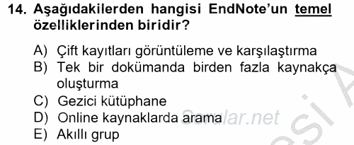 Temel Bilgi Teknolojileri 2 2012 - 2013 Ara Sınavı 14.Soru