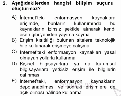 Temel Bilgi Teknolojileri 2 2012 - 2013 Ara Sınavı 2.Soru