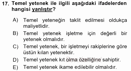 Yönetimde Güncel Yaklaşımlar 2017 - 2018 Ara Sınavı 17.Soru