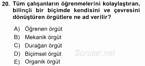 Yönetimde Güncel Yaklaşımlar 2017 - 2018 Ara Sınavı 20.Soru