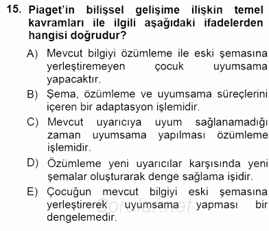 Erken Çocukluk Döneminde Gelişim 1 2014 - 2015 Ara Sınavı 15.Soru