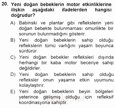 Erken Çocukluk Döneminde Gelişim 1 2014 - 2015 Ara Sınavı 20.Soru