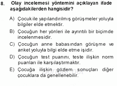 Erken Çocukluk Döneminde Gelişim 1 2014 - 2015 Ara Sınavı 8.Soru