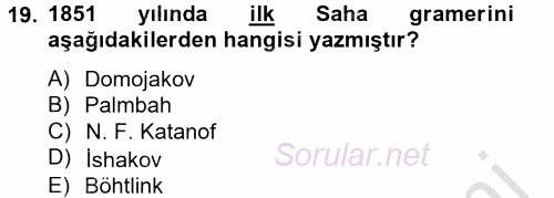 Çağdaş Türk Edebiyatları 2 2012 - 2013 Dönem Sonu Sınavı 19.Soru