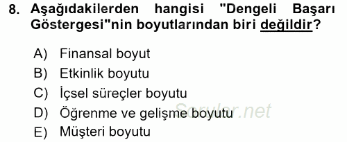 Stratejik Yönetim 1 2017 - 2018 Dönem Sonu Sınavı 8.Soru