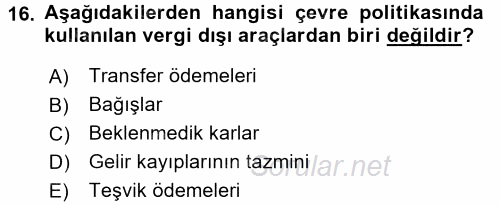 Sosyal Politika 2 2016 - 2017 Dönem Sonu Sınavı 16.Soru