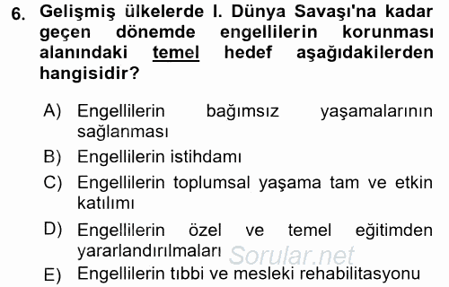 Sosyal Politika 2 2016 - 2017 Dönem Sonu Sınavı 6.Soru