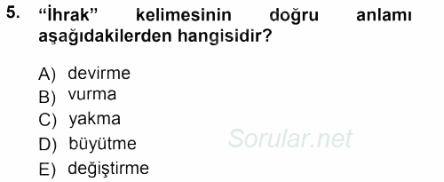Osmanlı Türkçesi Metinleri 1 2012 - 2013 Dönem Sonu Sınavı 5.Soru