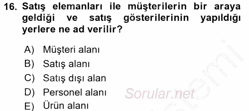 Mağaza Atmosferi 2015 - 2016 Dönem Sonu Sınavı 16.Soru