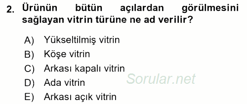 Mağaza Atmosferi 2015 - 2016 Dönem Sonu Sınavı 2.Soru