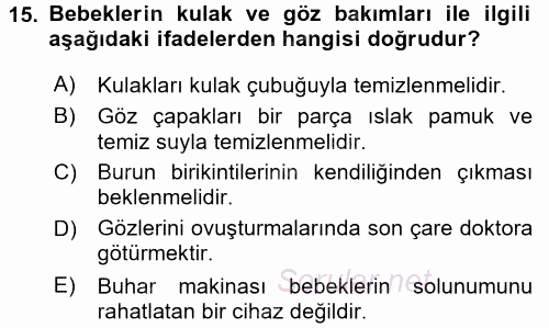 Engelli Bakımı ve Rehabilitasyonunu Planlama 2017 - 2018 Dönem Sonu Sınavı 15.Soru