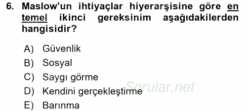 Engelli Bakımı ve Rehabilitasyonunu Planlama 2017 - 2018 Dönem Sonu Sınavı 6.Soru