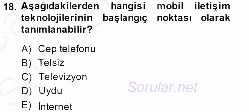 Yeni İletişim Teknolojileri 2014 - 2015 Dönem Sonu Sınavı 18.Soru