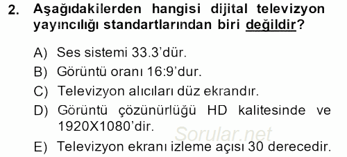Yeni İletişim Teknolojileri 2014 - 2015 Dönem Sonu Sınavı 2.Soru