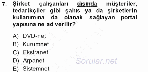 Yeni İletişim Teknolojileri 2014 - 2015 Dönem Sonu Sınavı 7.Soru