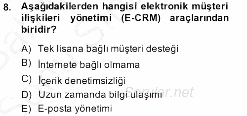 Yeni İletişim Teknolojileri 2014 - 2015 Dönem Sonu Sınavı 8.Soru