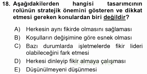 Girişimcilik ve İş Kurma 2016 - 2017 Ara Sınavı 18.Soru