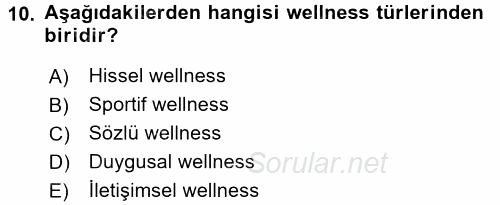 Termal ve Spa Hizmetleri 2016 - 2017 Ara Sınavı 10.Soru