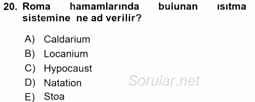 Termal ve Spa Hizmetleri 2016 - 2017 Ara Sınavı 20.Soru