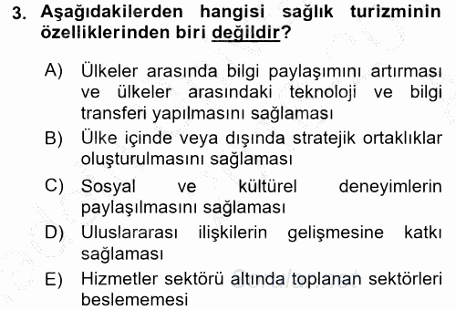 Termal ve Spa Hizmetleri 2016 - 2017 Ara Sınavı 3.Soru