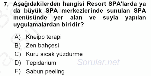 Termal ve Spa Hizmetleri 2016 - 2017 Ara Sınavı 7.Soru