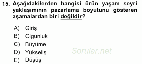 Maliyet Yönetimi 2016 - 2017 Dönem Sonu Sınavı 15.Soru