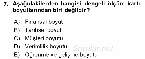 Maliyet Yönetimi 2016 - 2017 Dönem Sonu Sınavı 7.Soru