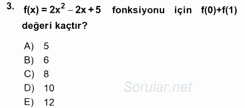 Okulöncesinde Matematik Eğitimi 2015 - 2016 Dönem Sonu Sınavı 3.Soru