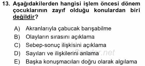 Eğitim Psikolojisi 2015 - 2016 Ara Sınavı 13.Soru