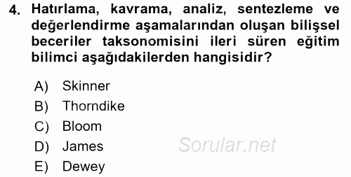 Eğitim Psikolojisi 2015 - 2016 Ara Sınavı 4.Soru