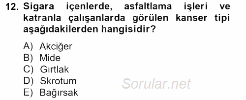 Gıda Güvenliğinin Temel Prensipleri 2012 - 2013 Dönem Sonu Sınavı 12.Soru