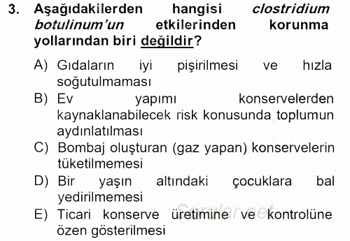Gıda Güvenliğinin Temel Prensipleri 2012 - 2013 Dönem Sonu Sınavı 3.Soru