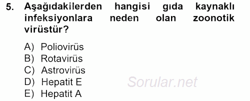 Gıda Güvenliğinin Temel Prensipleri 2012 - 2013 Dönem Sonu Sınavı 5.Soru