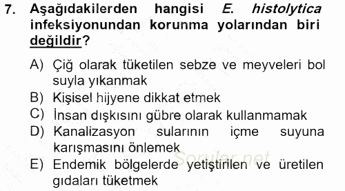 Gıda Güvenliğinin Temel Prensipleri 2012 - 2013 Dönem Sonu Sınavı 7.Soru