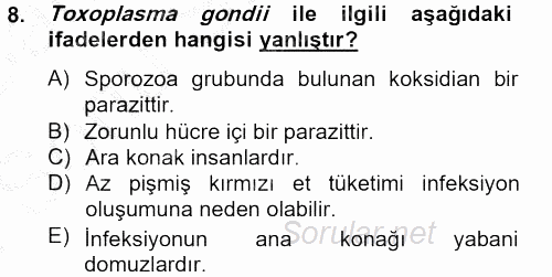 Gıda Güvenliğinin Temel Prensipleri 2012 - 2013 Dönem Sonu Sınavı 8.Soru