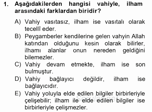 Tefsir Tarihi ve Usulü 2014 - 2015 Dönem Sonu Sınavı 1.Soru