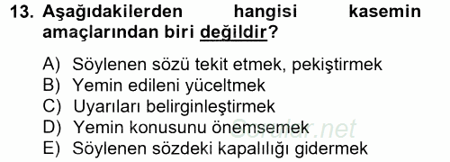 Tefsir Tarihi ve Usulü 2014 - 2015 Dönem Sonu Sınavı 13.Soru