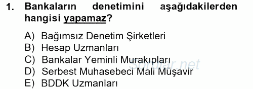 Banka Ve Sigorta Muhasebesi 2012 - 2013 Ara Sınavı 1.Soru