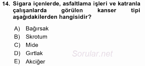 Gıda Güvenliğinin Temel Prensipleri 2017 - 2018 3 Ders Sınavı 14.Soru