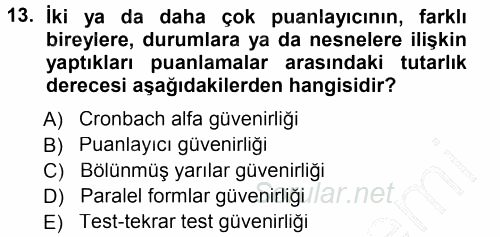 Sosyal Bilimlerde Araştırma Yöntemleri 2012 - 2013 Dönem Sonu Sınavı 13.Soru