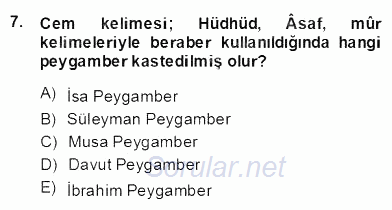 Türk Edebiyatının Mitolojik Kaynakları 2013 - 2014 Dönem Sonu Sınavı 7.Soru