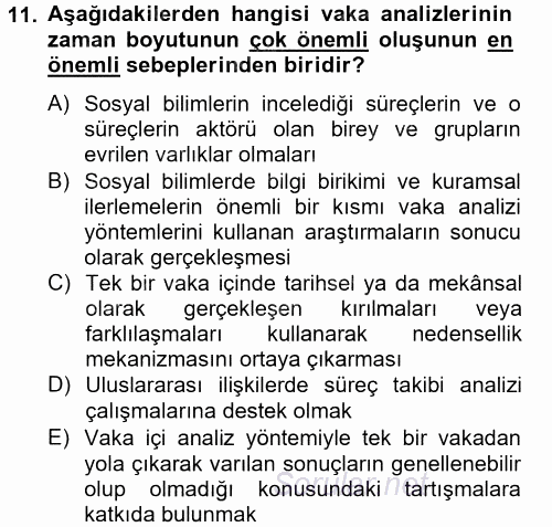 Uluslararası İlişkilerde Araştırma Yöntemleri 2013 - 2014 Tek Ders Sınavı 11.Soru