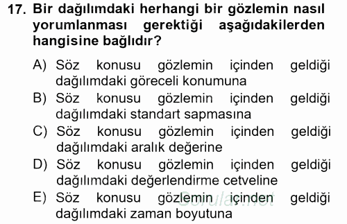 Uluslararası İlişkilerde Araştırma Yöntemleri 2013 - 2014 Tek Ders Sınavı 17.Soru