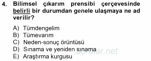 Uluslararası İlişkilerde Araştırma Yöntemleri 2013 - 2014 Tek Ders Sınavı 4.Soru